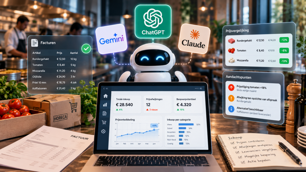 AI voor horeca-inkoop met ChatGPT, Gemini en Claude voor analyse van inkoopdata